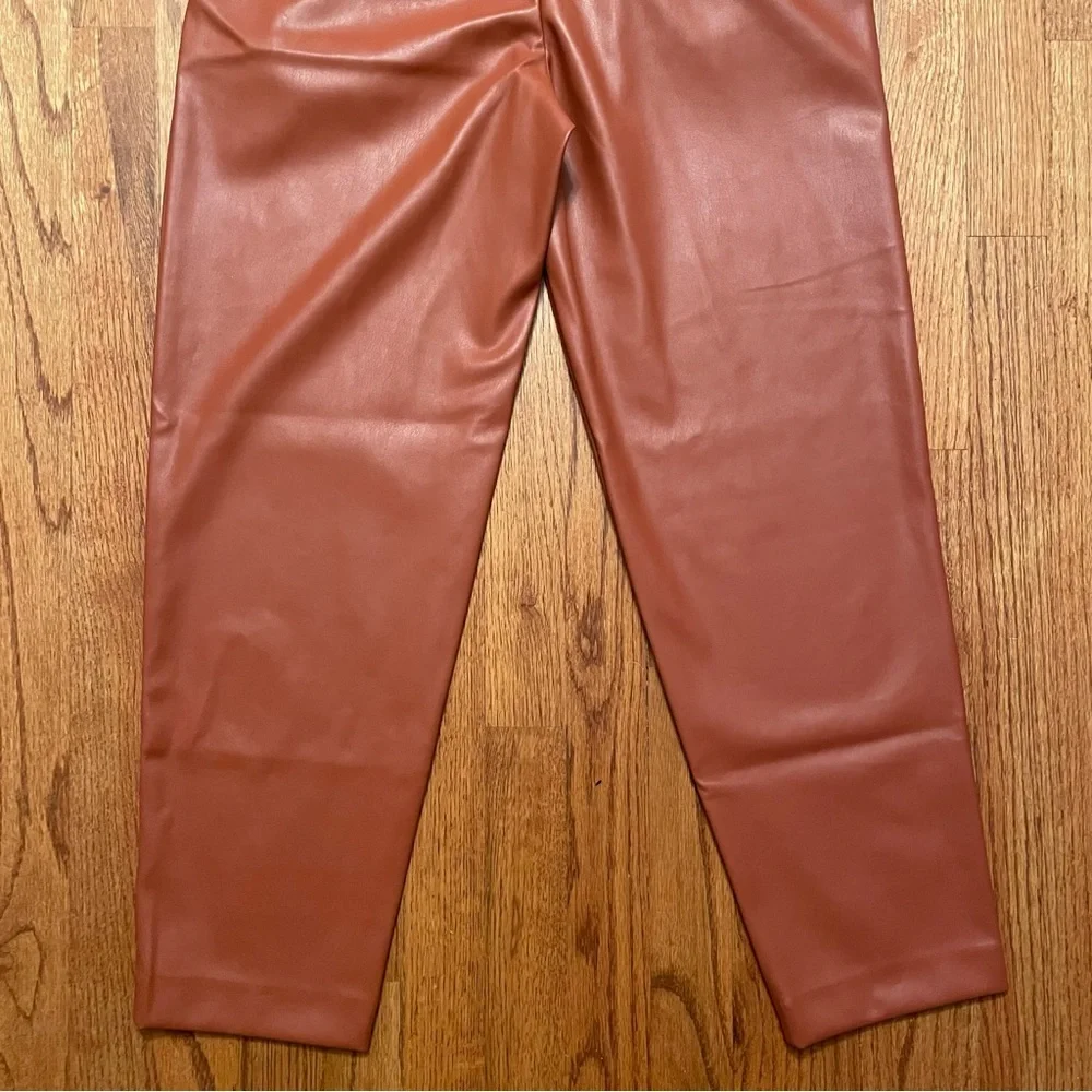 NWOT Ann Taylor The Faux Leather Paperbag Ankle Pants in Morrocan Spice Size 00 - Picture 10 of 15